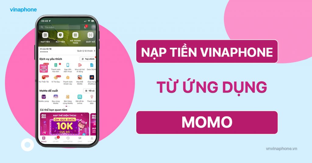 nạp tiền điện thoại VinaPhone qua Momo