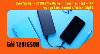 Gói 12BIG50H Vina – KM 2100GB Data/420ngày + MP truy cập Youtube, Tiktok