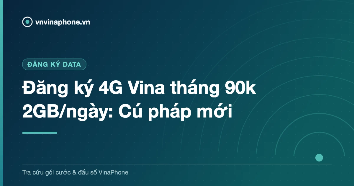 Đăng ký 4G Vina tháng 90k 2GB/ngày: Cú pháp mới
