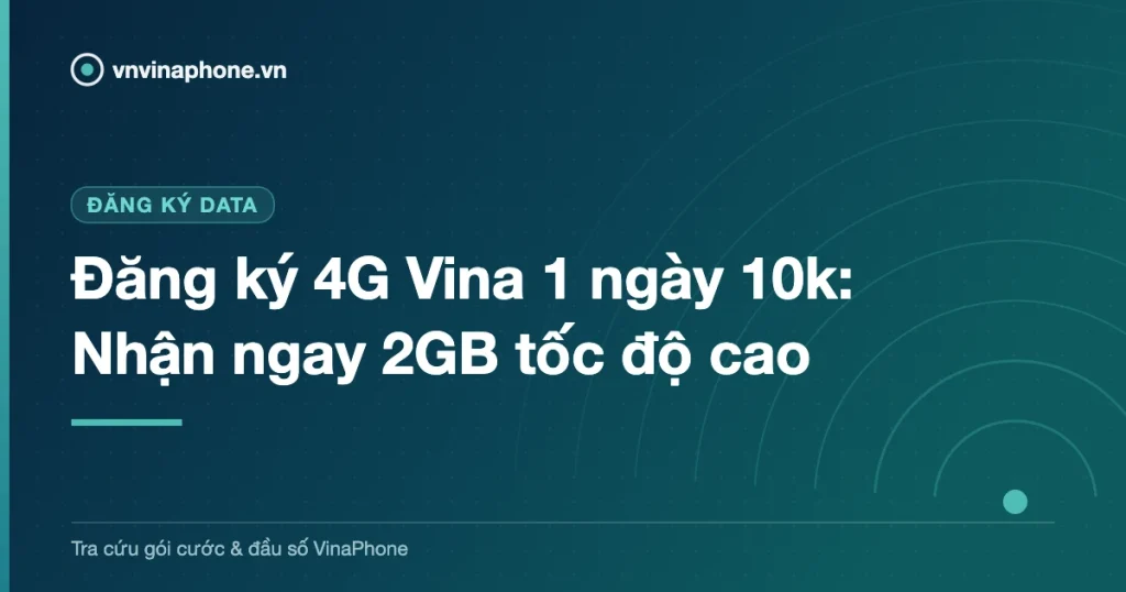 Đăng ký 4G Vina 1 ngày 10k: Nhận ngay 2GB tốc độ cao
