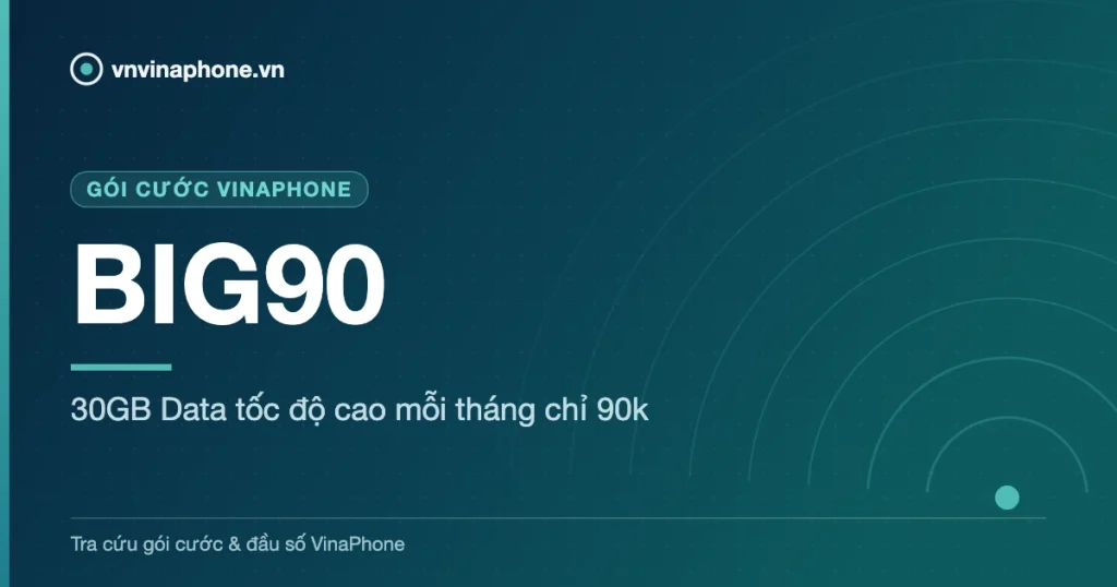 30GB Data tốc độ cao mỗi tháng chỉ 90k - BIG90