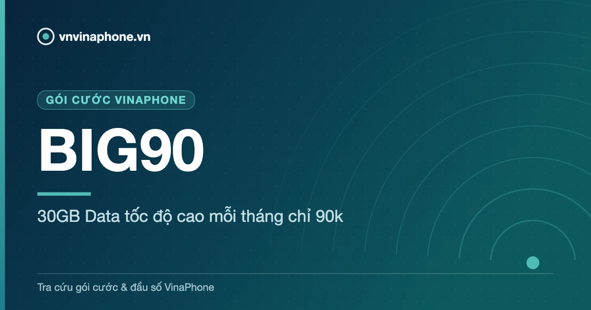 30GB Data tốc độ cao mỗi tháng chỉ 90k - BIG90
