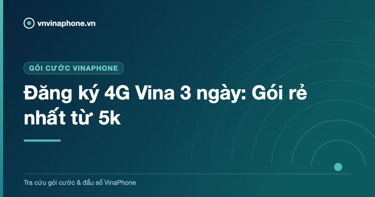 Đăng ký 4G Vina 3 ngày: Gói rẻ nhất từ 5k